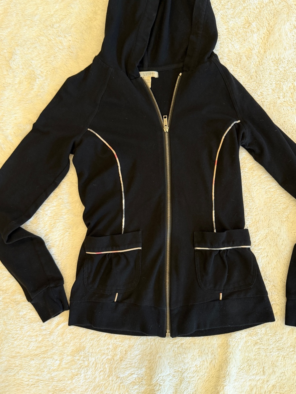 Burberry Black Hooded Zip-Up Sweater - Picture 7 of 9